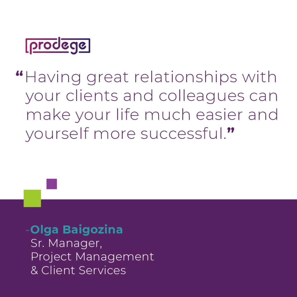 Olga's emphasizes the importance of having good relationships with your clients in order to be successful in market research client services.