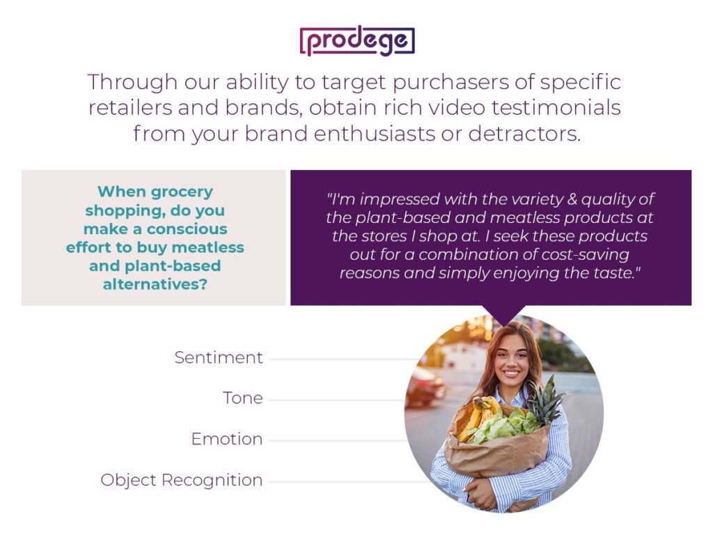 Through our ability to target purchasers of specific retailers,  obtain video research from your brand enthusiasts or detractors.