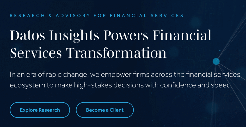Datos Insights homepage: Powers Financial Services Transformation